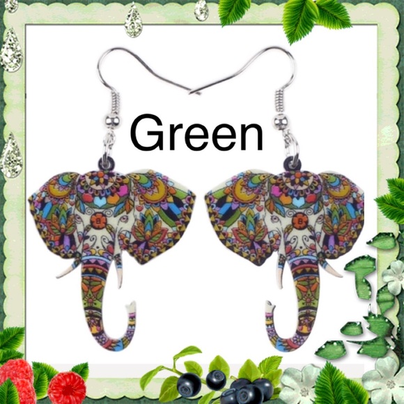 Elephant Acrylic Earrings - Picture 3 of 5